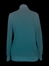 Load image into Gallery viewer, XL Emerald green high neck sweater w/ quilted style bust, kangaroo pocket, zipper, &amp; ribbed hems
