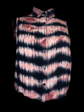 Load image into Gallery viewer, M Black &amp; pink tie dye sleevless collared button down top
