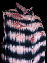 Load image into Gallery viewer, M Black &amp; pink tie dye sleevless collared button down top
