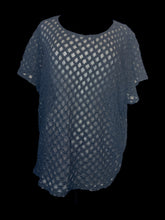 Load image into Gallery viewer, 6X Black sheer mesh check pattern short-sleeve top
