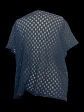 Load image into Gallery viewer, 6X Black sheer mesh check pattern short-sleeve top
