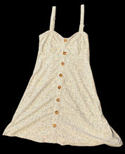 Load image into Gallery viewer, XS Blue floral button-up dress w/ adjustable thin straps, &amp; shirred back

