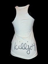Load image into Gallery viewer, M NWT White racerback sleeveless top w/ artistic graphic, &amp; &quot;killjoy&quot; cursive text
