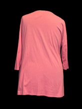 Load image into Gallery viewer, 2X Pink 3/4 sleeve drop shoulder cotton-blend top w/ floral embroidery

