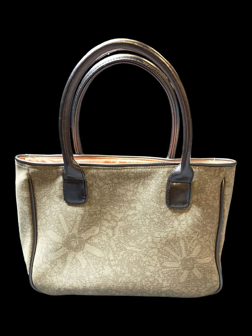 Beige Victoria's Secret floral pattern purse w/ metallic-like handles