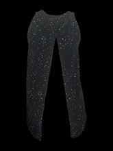 Load image into Gallery viewer, S Black sleeveless silk top w/ multicolor confetti pattern, &amp; split panel back
