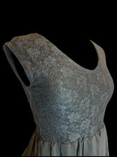 Load image into Gallery viewer, XS Black bodycon dress w/ lace detail bust, ruffle waist, belt loops, &amp; ribbed skirt
