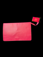 Load image into Gallery viewer, NWT Hot pink letter clutch w/ gold-like hardware &amp; Juicy Couture logo, ribbon strap, &amp; magnetic clasp
