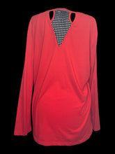 Load image into Gallery viewer, 4X Red long sleeve top w/ triangle black mesh front &amp; back
