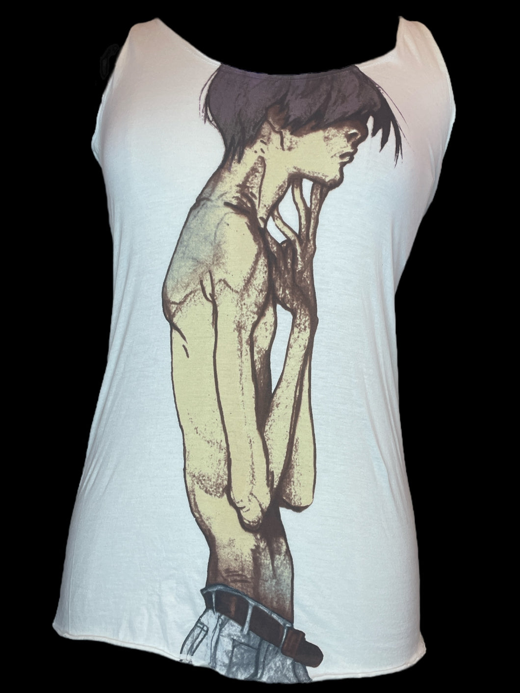 M NWT White racerback sleeveless top w/ artistic graphic, & 