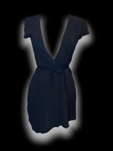 Load image into Gallery viewer, XS Black cap sleeve wrap dress
