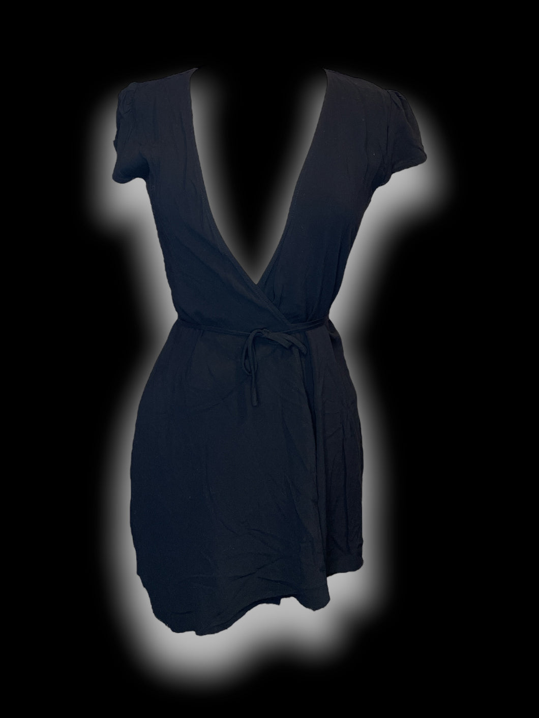 XS Black cap sleeve wrap dress